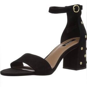 KENSIE Edee Black Suede Heeled Sandal / Shoes Gold Accents Size 9 New in Box